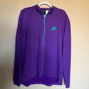 Vintage Nike ACG Purple Mock Neck Quarter-Zip Fleece Cycling Sweatshirt